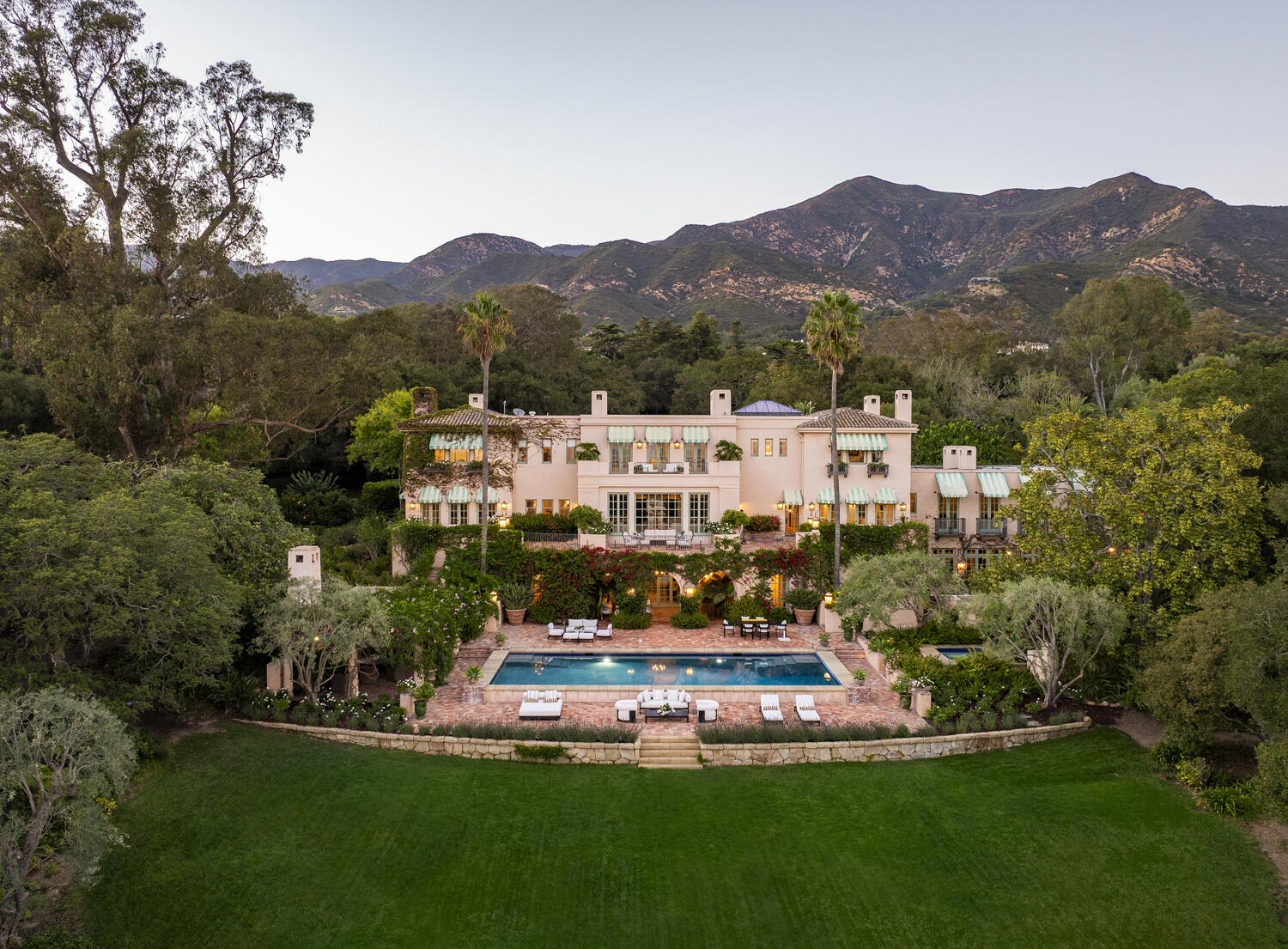670 Hot Springs Road Montecito, CA 93108 - Photo 21 of 23 a view of house with a garden and mountains