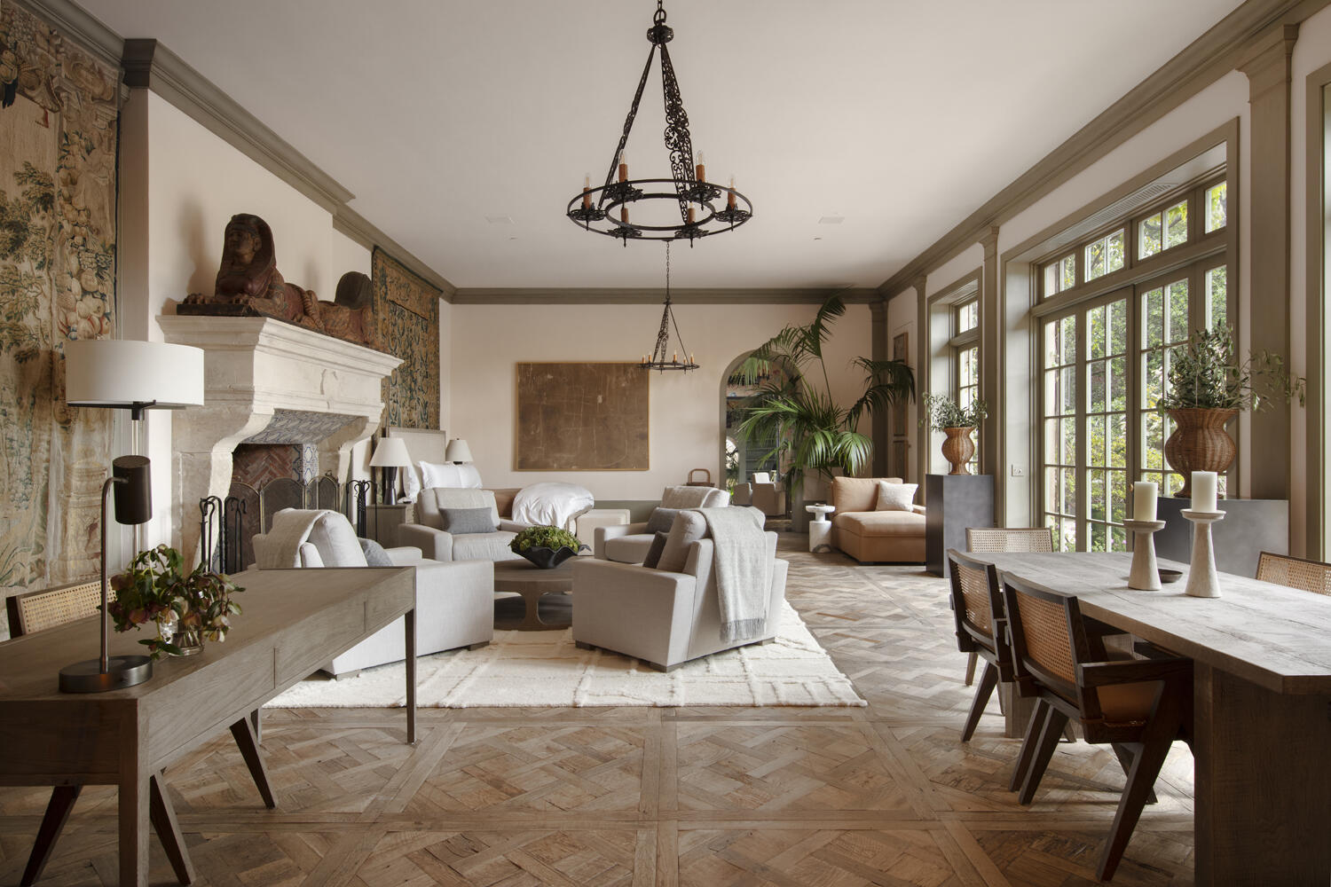 670 Hot Springs Road Montecito, CA 93108 - Photo 6 of 23 a living room with fireplace furniture and a large window
