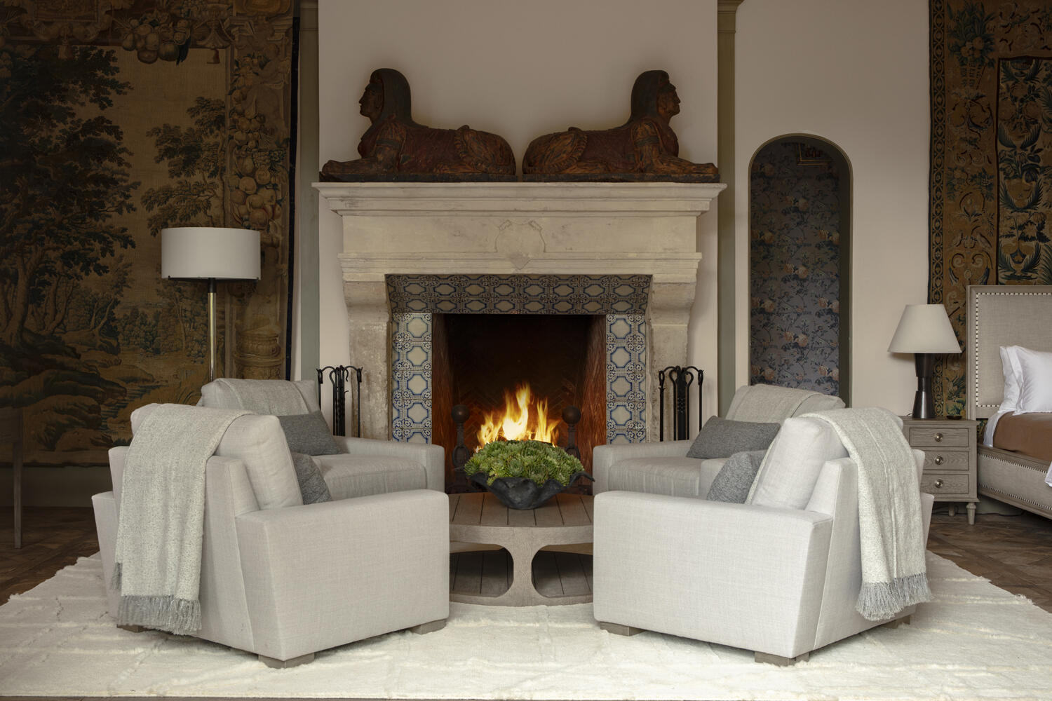 670 Hot Springs Road Montecito, CA 93108 - Photo 7 of 23 a living room with furniture and a fireplace