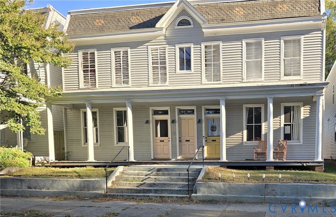 front view of a brick house