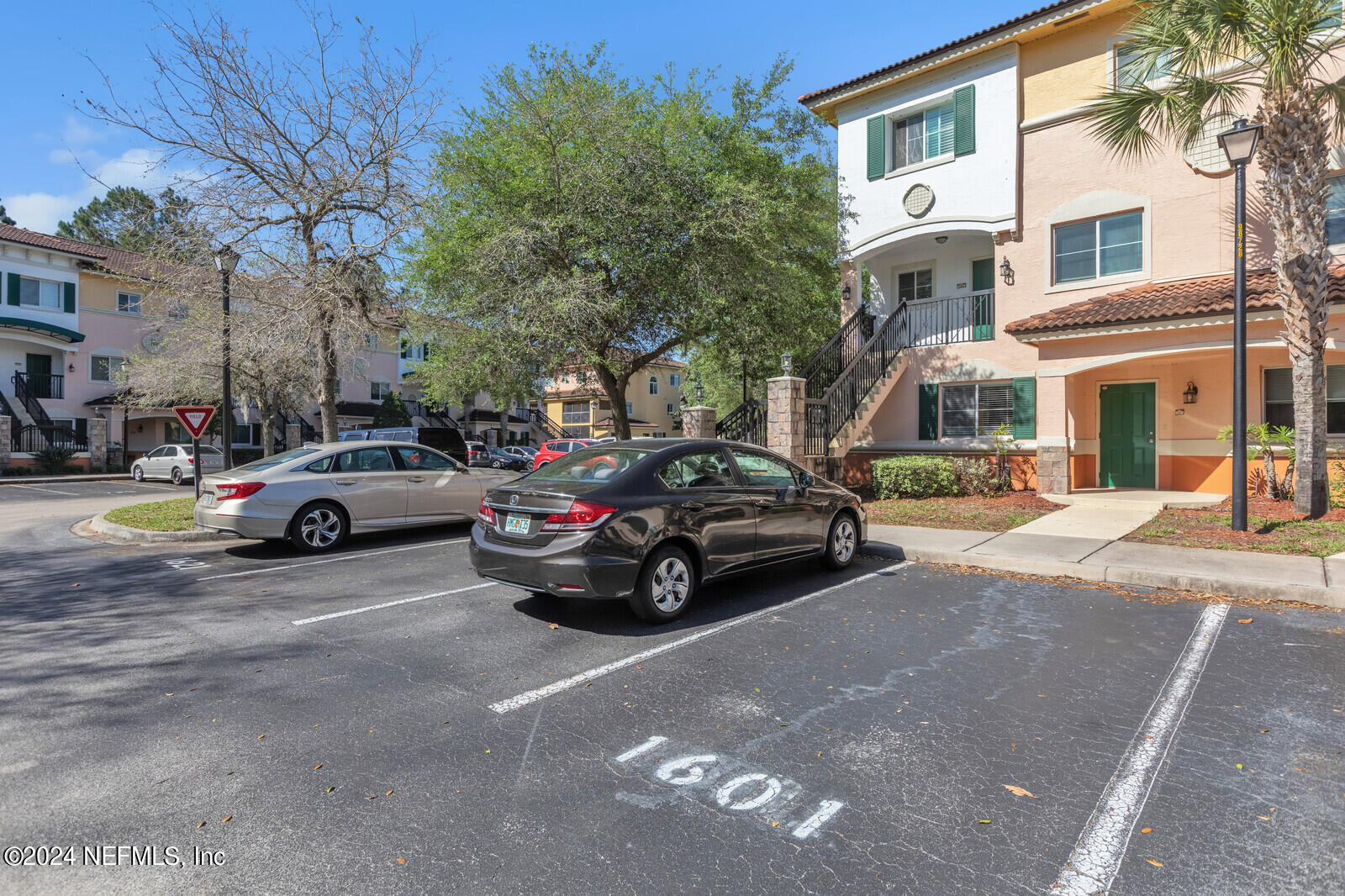 a car parked in front of a building
