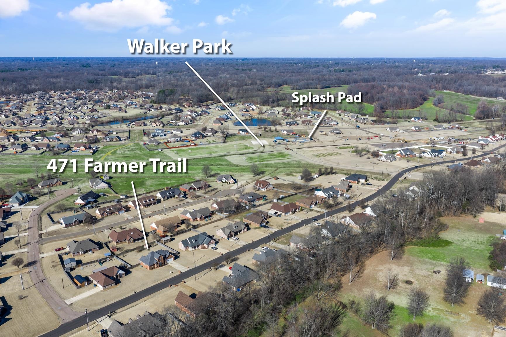 471 Farmer Trail Atoka, TN 38004 - Photo 34 of 35 Aerial view of property and surrounding area featuring nearby suburban area