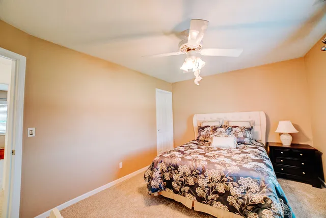 a view of a lake with a yard