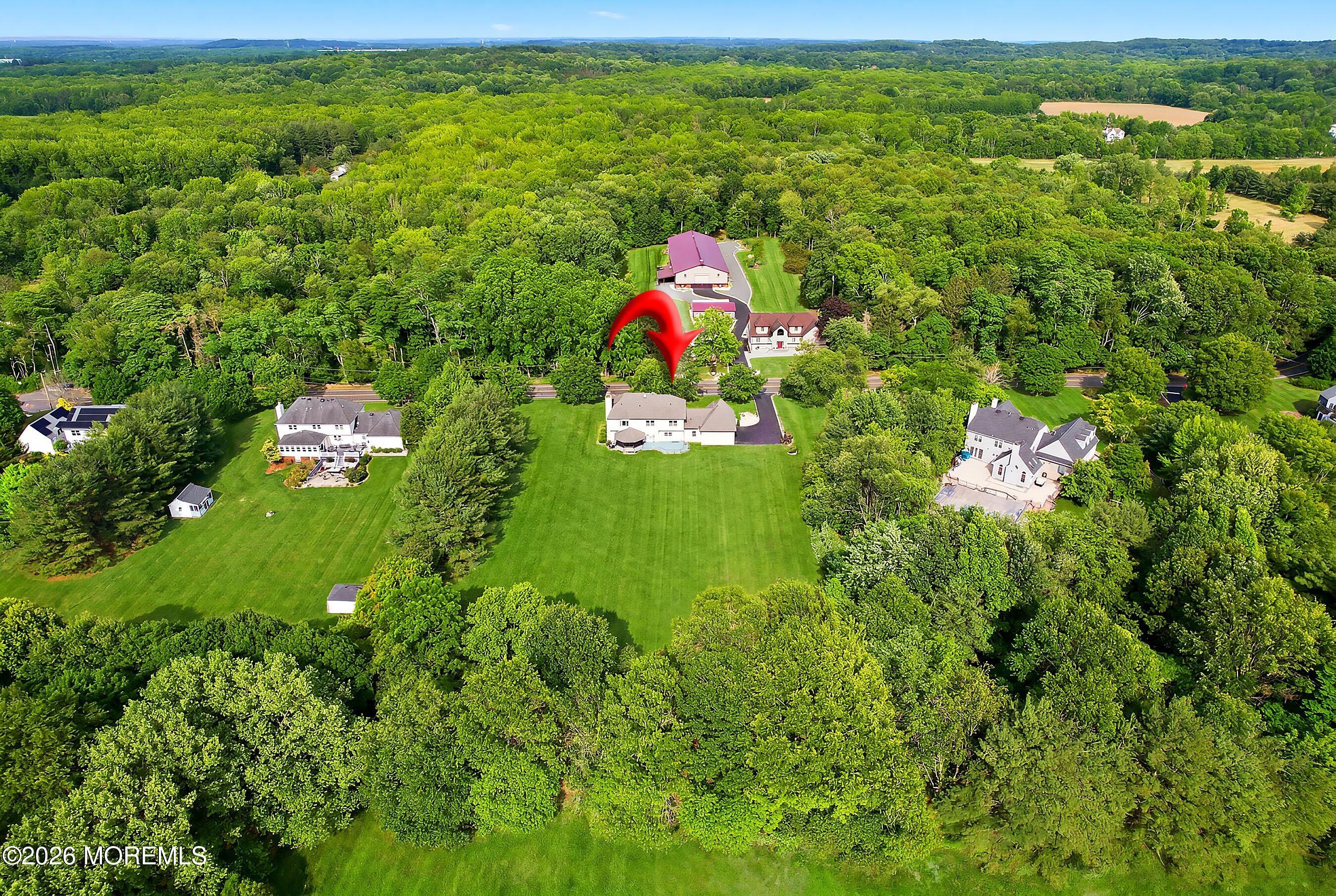 304 Disbrow Hill Road Millstone Township, NJ 08535 - Photo 49 of 54 59-Rear Aerial ARROW