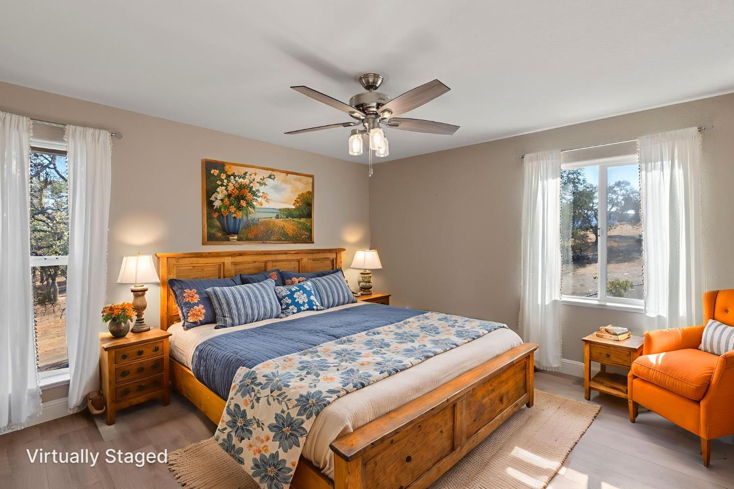 4068 Little John Road Copperopolis, CA 95228 - Photo 35 of 50 a bedroom with a bed a couch and a window