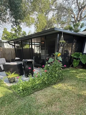 a view of a porch with furniture