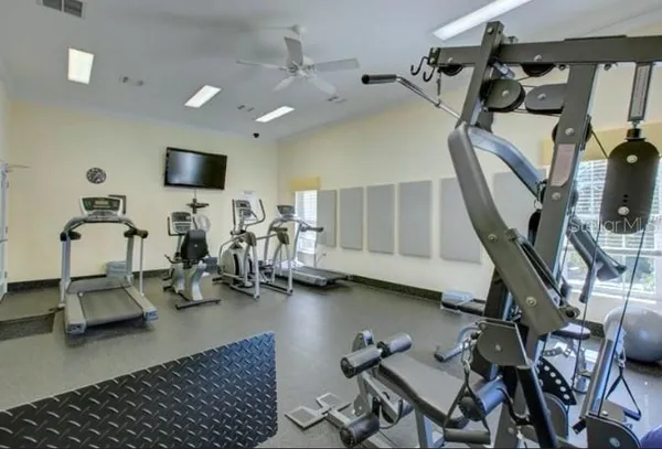 a view of a room with gym equipment