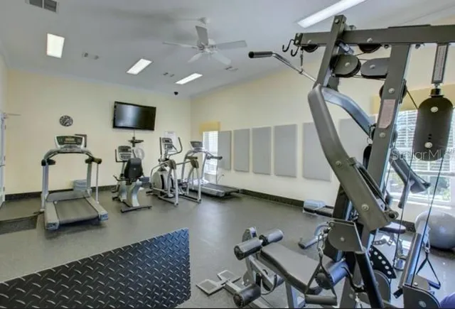 a view of a room with gym equipment