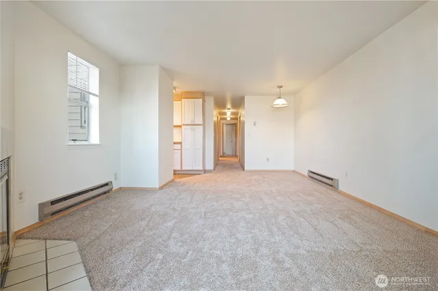 an empty room with windows