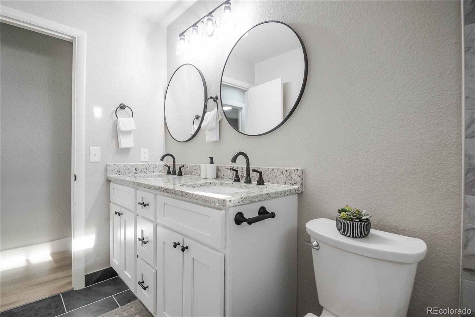 820 Drake Street Denver, CO 80221 - Photo 19 of 48 a bathroom with a toilet a sink and a mirror
