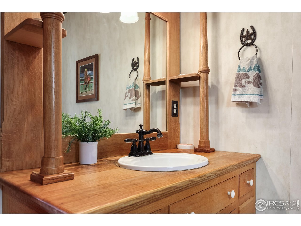 370 Blue Mountain Trail Lyons, CO 80540 - Photo 17 of 37 a bathroom with a sink and a mirror