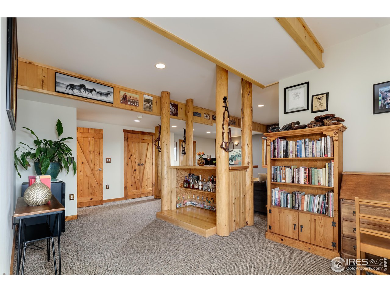 370 Blue Mountain Trail Lyons, CO 80540 - Photo 25 of 37 a living room with furniture and a book shelf