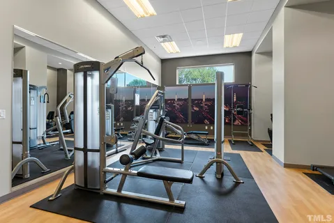 a view of a room with gym equipment