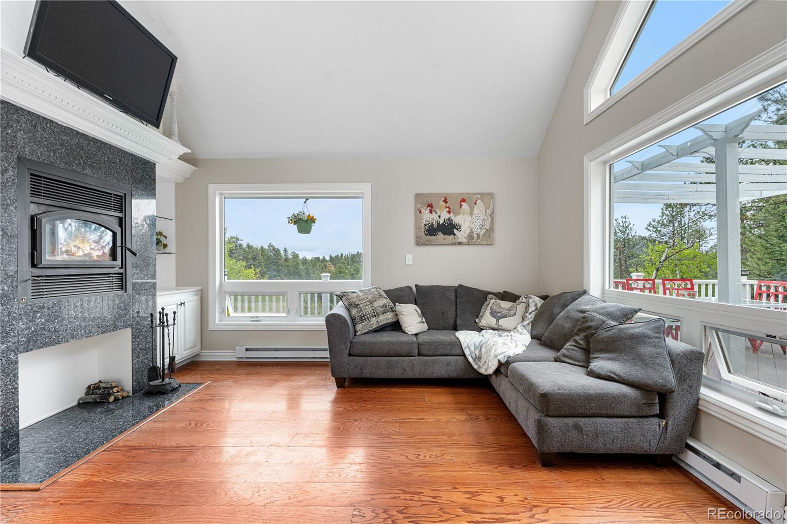 137 Bob Cat Trail Bailey, CO 80421 - Photo 11 of 46 a living room with furniture and a large window