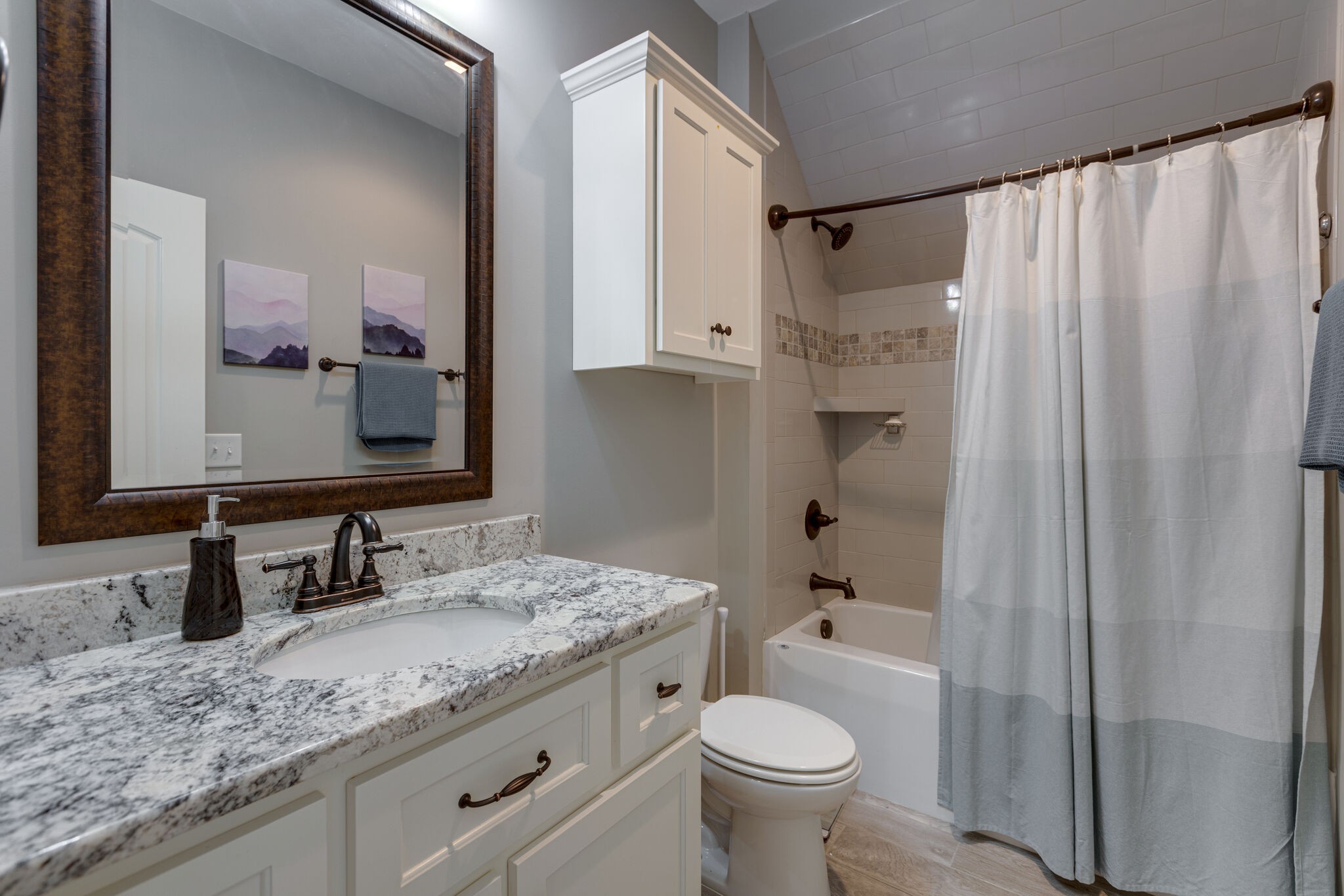 3692 Ronstadt Road Thompson's Station, TN 37179 - Photo 42 of 63 a bathroom with a granite countertop sink toilet and shower