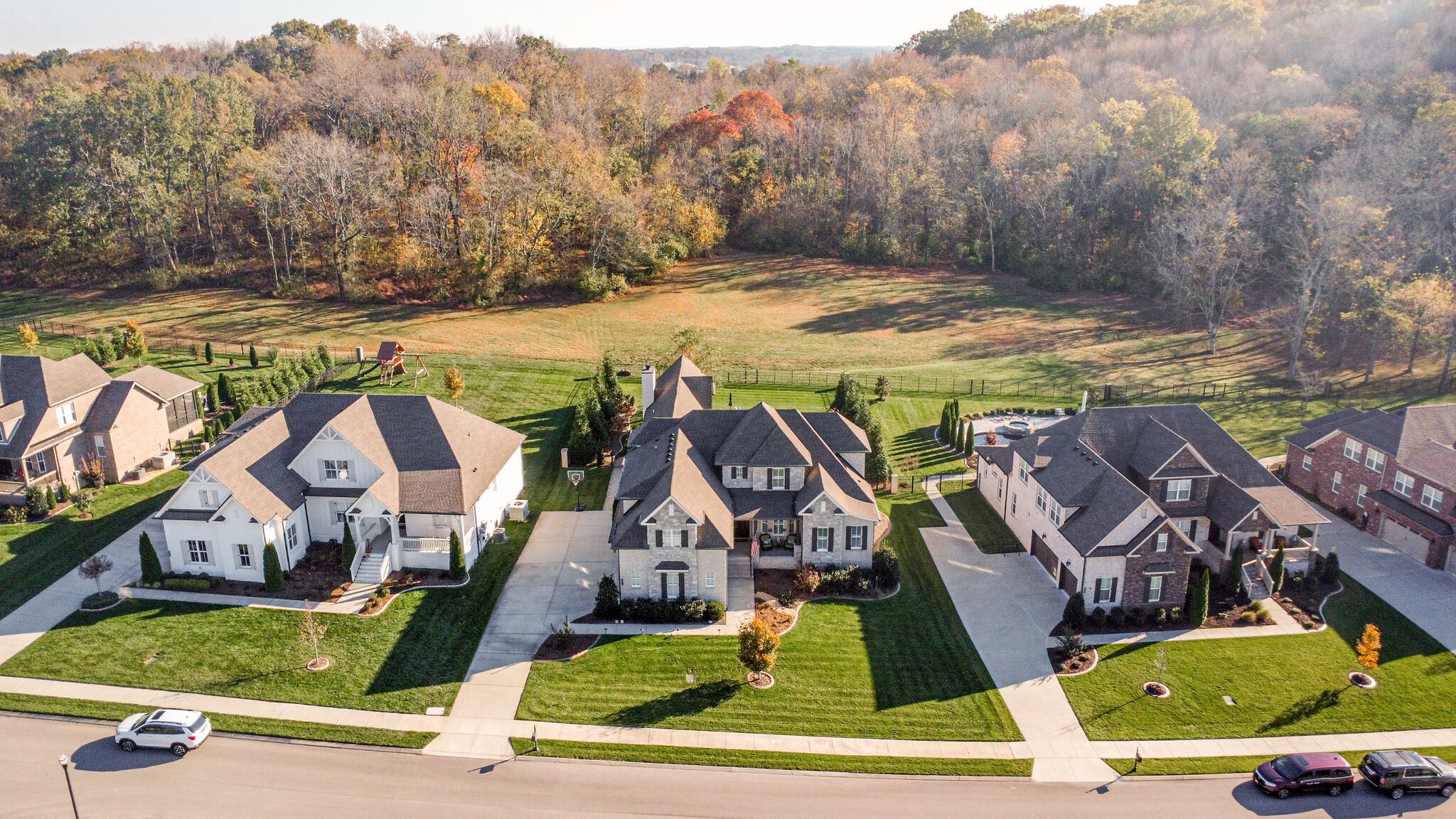 3692 Ronstadt Road Thompson's Station, TN 37179 - Photo 54 of 63 an aerial view of houses with a swimming pool