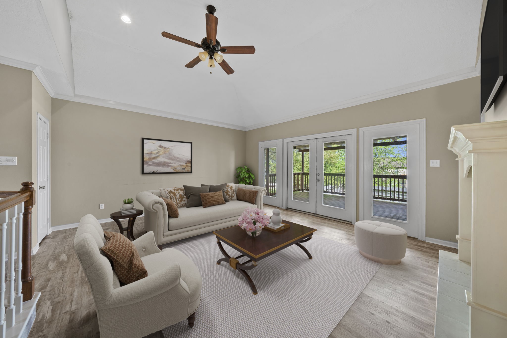 169 April Cove Montgomery, TX 77356 - Photo 26 of 39 Virtually Staged: This stunning living area also provides easy access to your balcony!