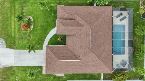an aerial view of a house