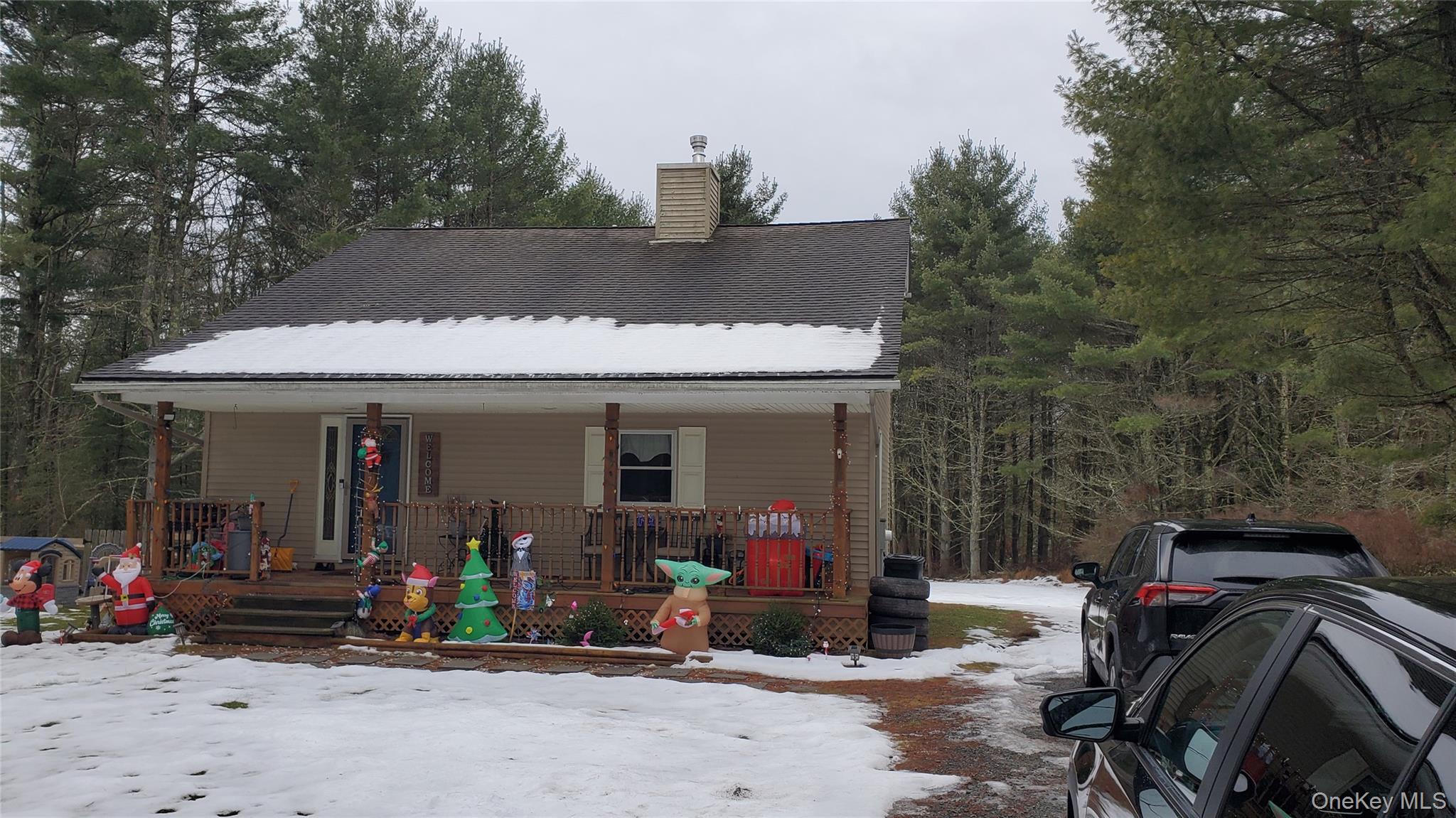 807 Beaver Brook Road Narrowsburg, NY 12764 - Photo 21 of 25 View of front of home with covered porch and a chimney