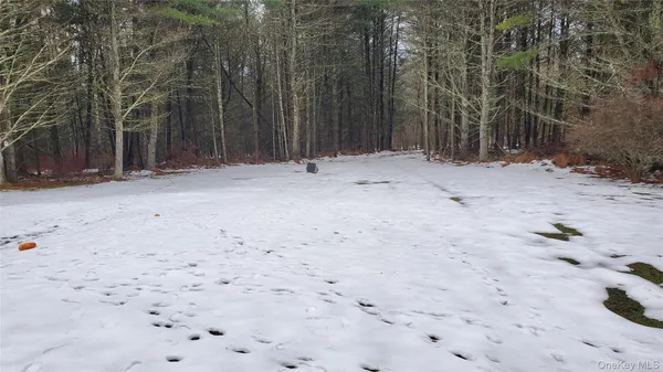 a view of wooden fence and trees