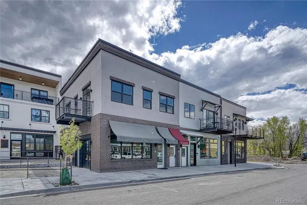 a front view of a building with street