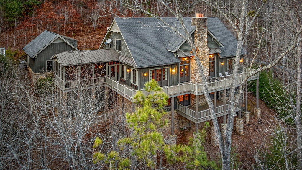 490 Red Wolf Run Franklin, NC 28734 - Photo 7 of 83 an aerial view of a house with balcony and outdoor space