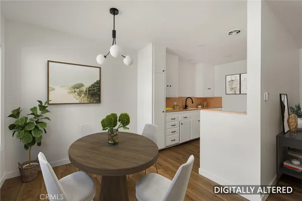 a workspace with furniture and wooden floor