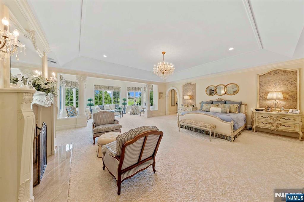 196 Vaccaro Drive Alpine, NJ 07620 - Photo 32 of 50 a living room with furniture and a chandelier