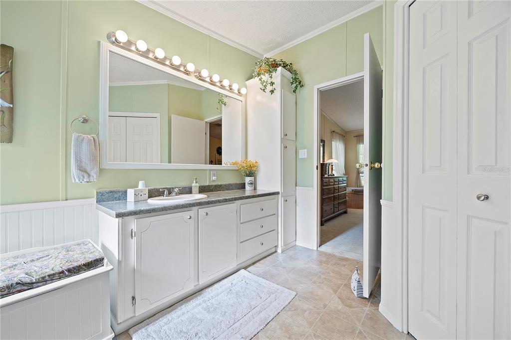 159 Southwest 70th Avenue Bell, FL 32619 - Photo 15 of 42 a spacious bathroom with a granite countertop sink and a mirror