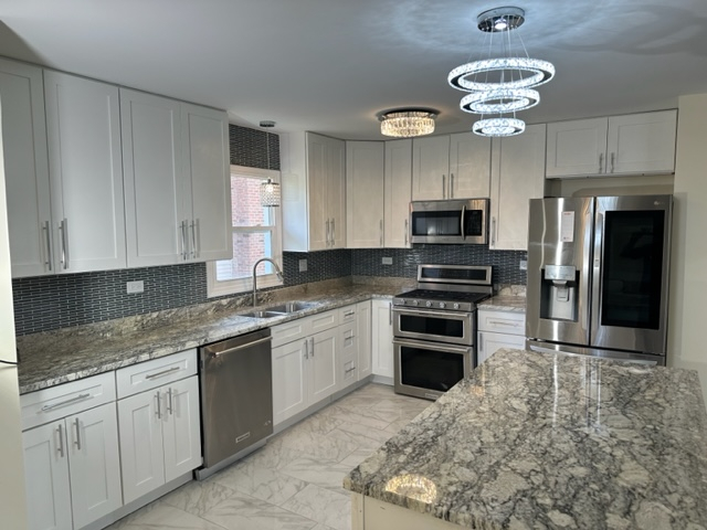 277 Armstrong Drive Buffalo Grove, IL 60089 - Photo 3 of 19 a kitchen with stainless steel appliances granite countertop a stove top oven a sink and dishwasher