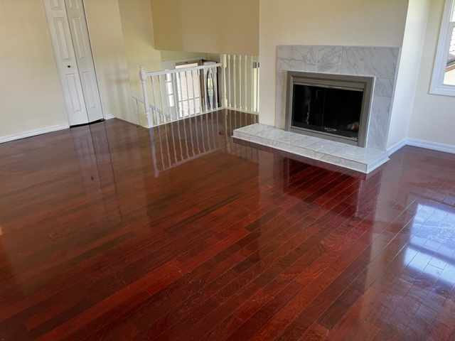 277 Armstrong Drive Buffalo Grove, IL 60089 - Photo 7 of 19 a living room with wooden floors and a fireplace