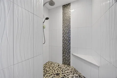 a bathroom with a shower