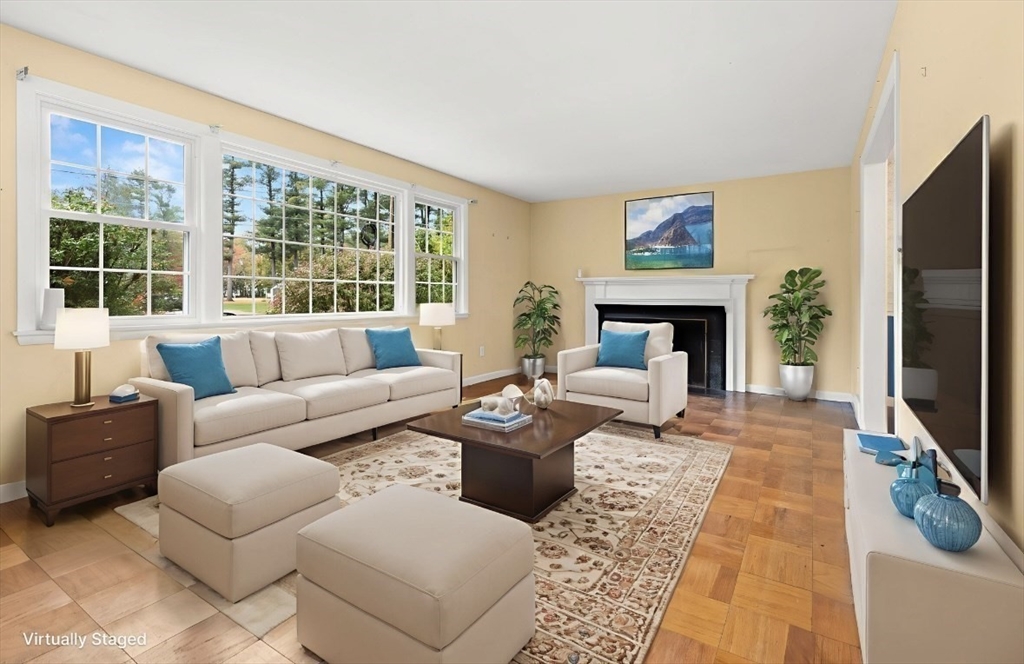 4 Pine Ridge Road Topsfield, MA 01983 - Photo 4 of 40 a living room with furniture large window and a fireplace