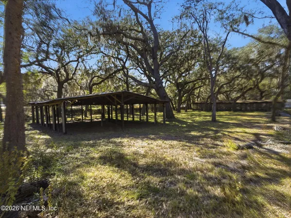 a view of a yard with a tree