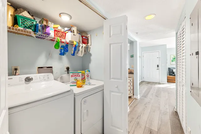 a view of a swimming pool with a patio