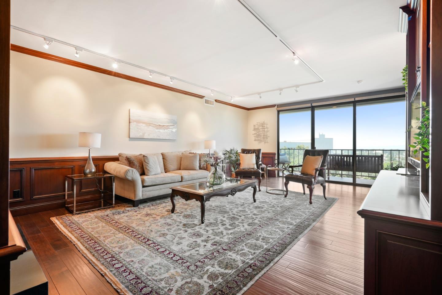 50 Mounds Road, Unit 205 San Mateo, CA 94402 - Photo 3 of 28 a living room with lots of furniture wooden floor and floor to ceiling window