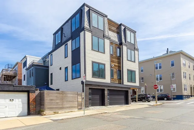 a front view of a building and a street