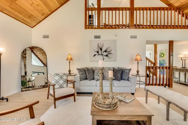 a living room with furniture