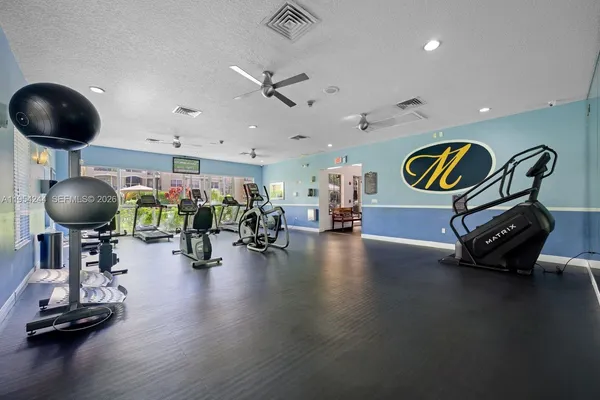 a view of a room with gym equipment