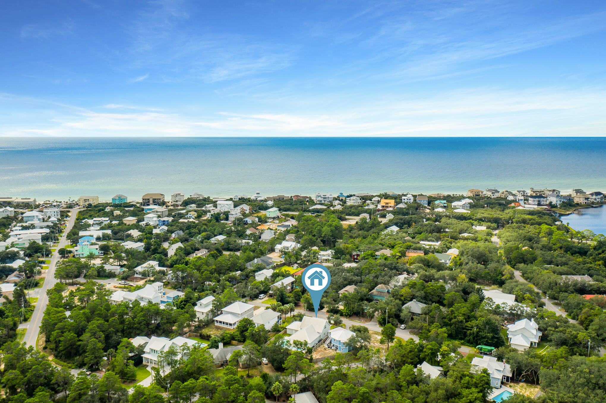 126 Crescent Road Santa Rosa Beach, FL 32459 - Photo 42 of 46 an aerial view of a houses with a yard