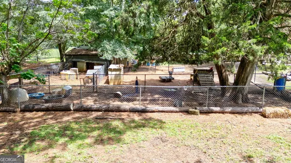 an aerial view of a house