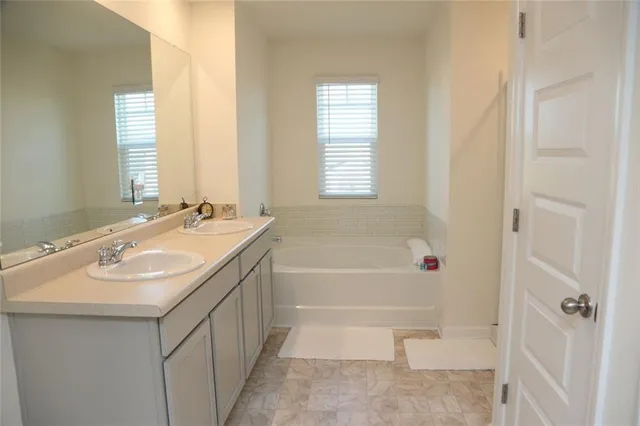 a bathroom with a sink and a bathtub