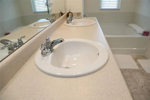 a bathroom with a sink and a bathtub