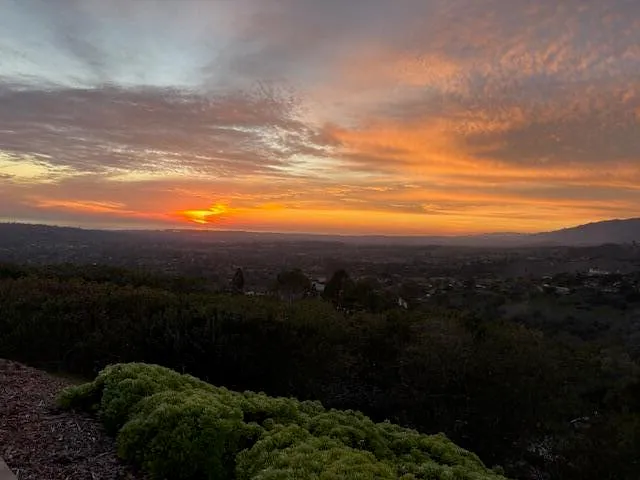 a view of city and mountain