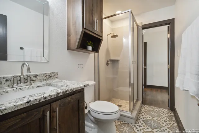 a bathroom with a shower