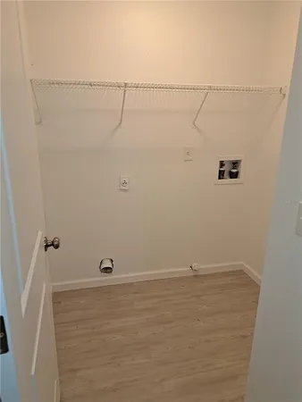 a view of small space with racks on the wall