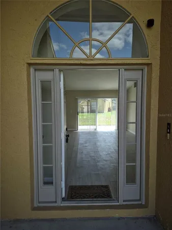 a view of wooden door