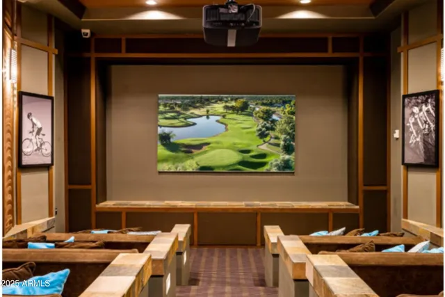 a room with a table chairs and a stove