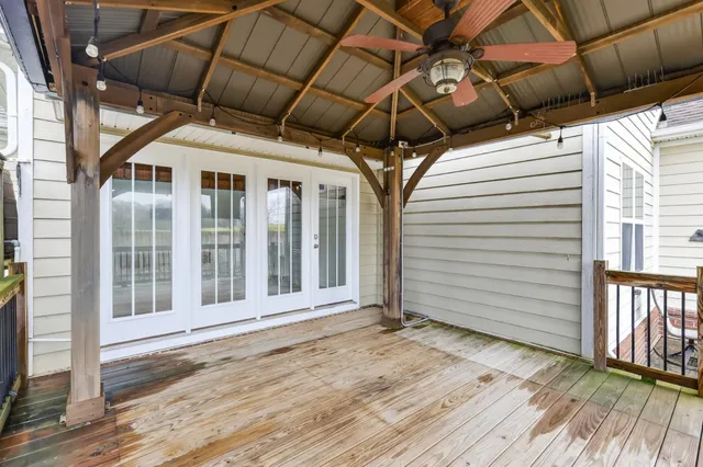 a view of a wooden deck