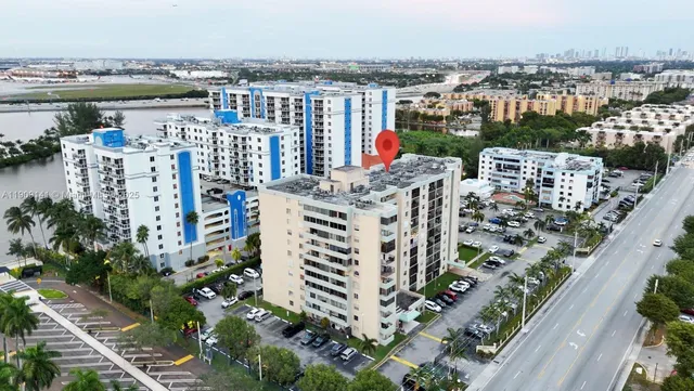 a view of a city with tall buildings